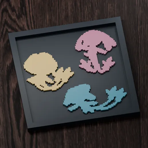 Lake Guardians - Pokemon Silhouette Frame | Gen 5 sprite style | STL