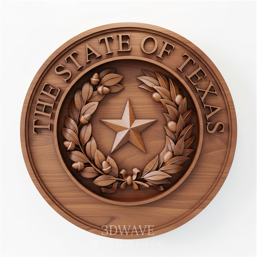 🦭 Texas State Seal Plaque STL | Lone Star Wall Art, 3D CNC Model・ STL ...