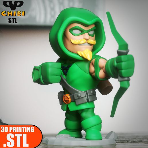 Green Arrow Chibi STL for 3D Printing ChibiSTL 3DXM 3D model