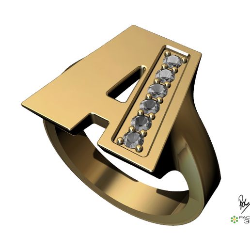 Gemstone stamp jewelry letter A 3D model