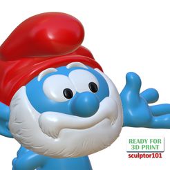 Papa-Smurf-pose-1-11.jpg 3D-Datei Die Schlümpfe 3D Modell - Papa Schlumpf Fan Art druckbares Modell・3D-Drucker-Vorlage zum herunterladen