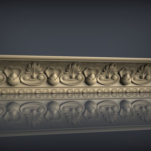 Classic Ornamental Crown Molding Relief / Decorative Architectural Border 3D Model