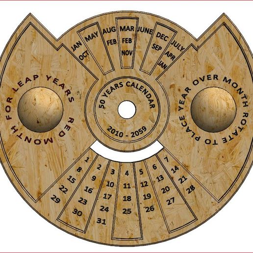 📅 Rotary 50 Years Calendar・ STL File for 3D printing and