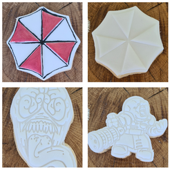 Screenshot-2023-04-15-195825.png STL file Residual Evil Set of Cookie Cutter Stamper Embosser, Umbrella Logo, Licker and Nemesis・Design to download and 3D print