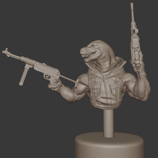Gangster T-Rex with Gun - Highly Detailed 3D model