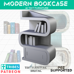 Bookcase_art.png Файл STL Современный книжный шкаф・Дизайн 3D-печати для загрузки3D