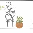 1xlh.jpg Plant trellis SVG Houseplant stake  svg file plant support 1 love heart design