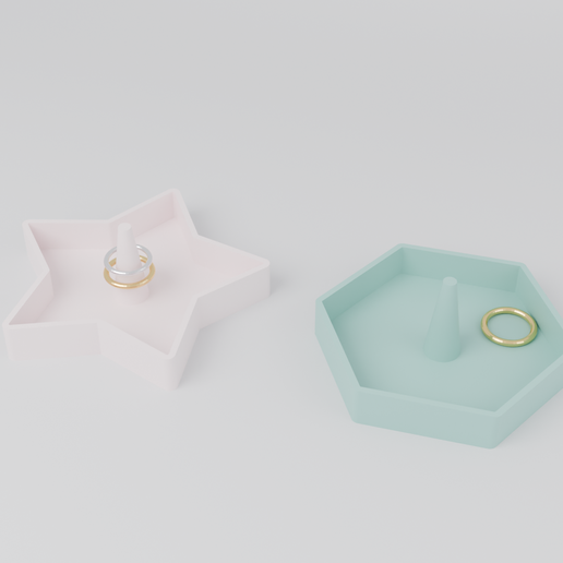 Ring Dish – Star & Hexagon Trinket Tray with Ring Cone | No Supports | Free STL