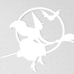 WitchWitchMoon2.jpg Archivo STL Bruja voladora con luna y silueta de murciélago, arte de ventana, arte de pared 2D, bruja en la escoba, sombra espeluznante, Halloween・Modelo para descargar y imprimir en 3D, drakoniccreations