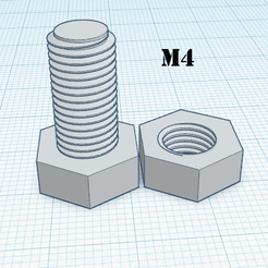 1.png Free STL file Screw-nut M4 ISO・Object to download and to 3D print