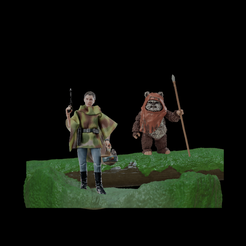 IMG_0367.png Archivo 3D Star Wars Endor Log Diorama para figuras de 3,75" y 6・Objeto de impresión 3D para descargar
