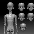 RGBA07.jpg BJD boy male + 5 heads stl ball jointed ball jointed doll articulated
