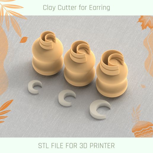 Moon Mini Cutter, Autumn Micro Clay Cutter, 3 Sizes 3D model