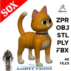 sox_preview.jpg STL file Sox 3d model Cat Disney Pixar Lightyear Robot Companion Character Toy from movie・Template to download and 3D print, easysofts
