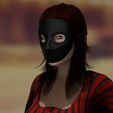 render-of-woman-in-red-and-black-dress-wearing-black-perihelion-moretta-mask-looking-up-at-camera-fr.jpg Moretta/Servetta Muta - Máscara de mascarada veneciana - Perihelion Prints