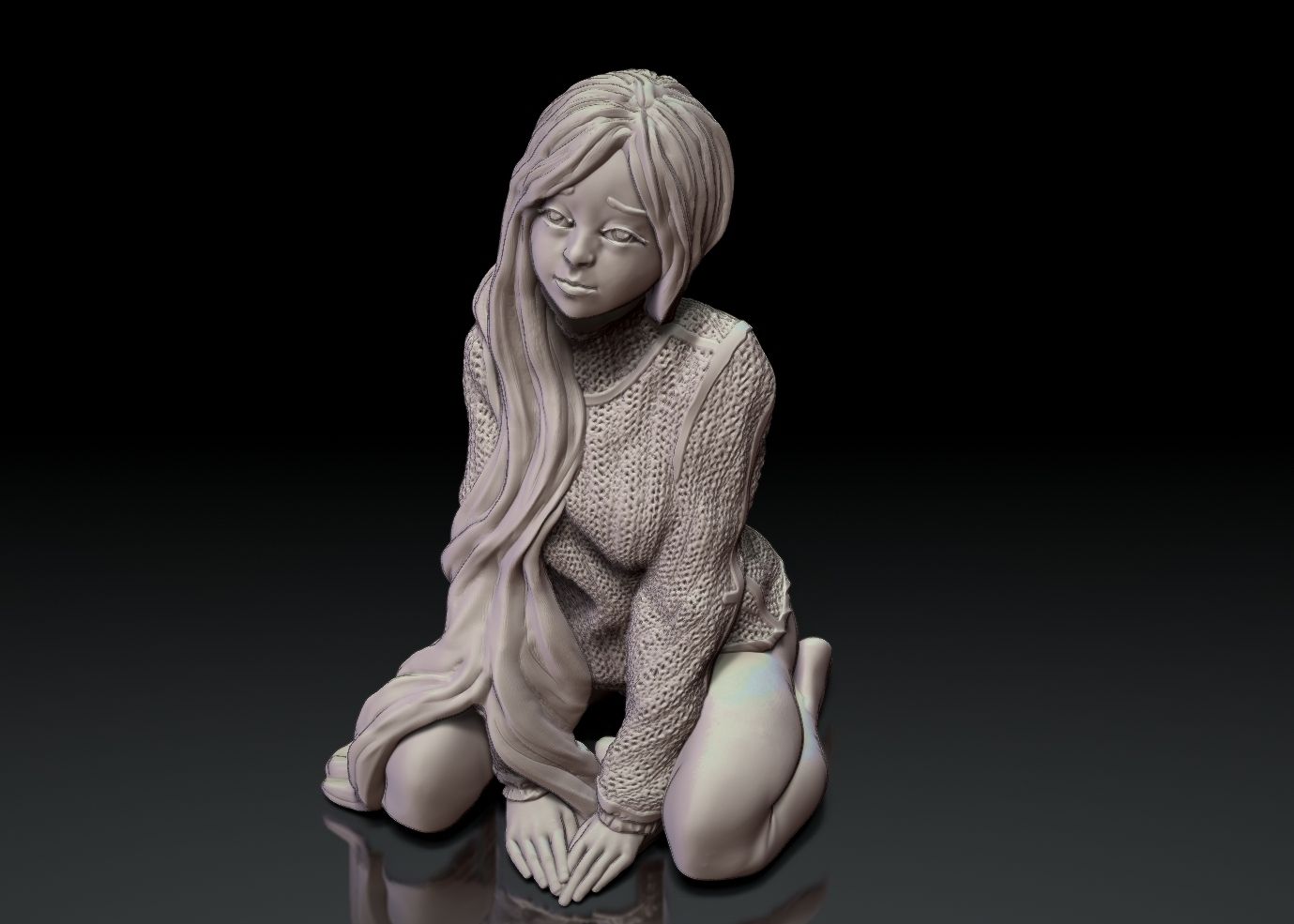 Sitting-Girl05.jpg Fichier STL Fille mignonne - fille d'anime - femme sexy - modèle imprimé 3D・Modèle pour imprimante 3D à télécharger, adamchai