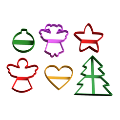 cookie-cutter-merry-christmas-stl-pack-cortador-galletas-navideñas-x6-economico.png STL file Merry christmas cookie cutters pack x6 Free・3D print model to download