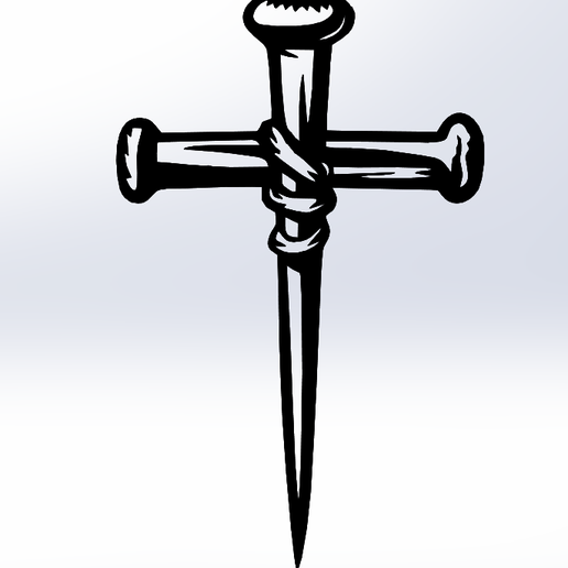 Sword Cross – Line Art Religious Design, dxf and stl file 3D model