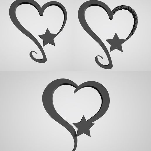 cover.jpg Silhouette du symbole du coeur et de l'étoile, Calligraphique Forme du coeur avec étoile, contour du coeur, pendentif, décoration du coeur et de l'étoile, Lot de 3