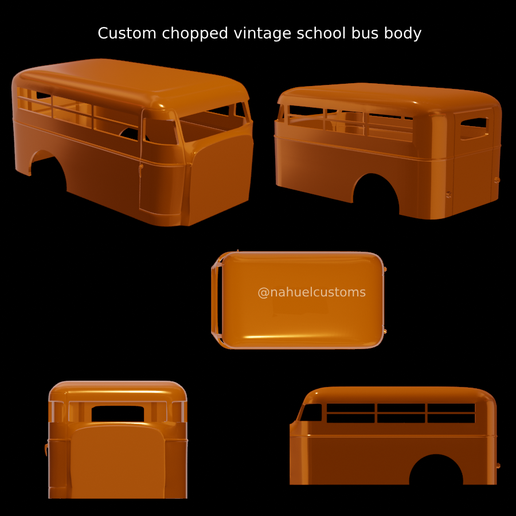 🏫 Custom chopped vintage school bus body・ STL File for ・Cults