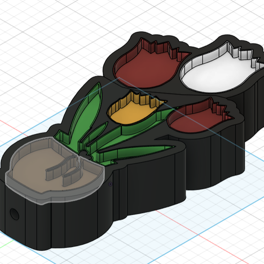 3D Printed Flower Vase Wall Art with LED Channels – Tulip Design - 3D model önizlemesi