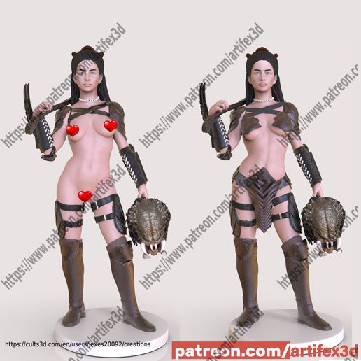 Machiko Noguchi and the predator's head 3D model