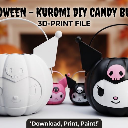 🎃 Halloween - Kuromi DIY Candy Bucket - Pumpkin-Cat Bucket 🎃