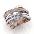 62.jpg Rose Gold Two Tone Wide Multi Strand Pave Diamond Ring