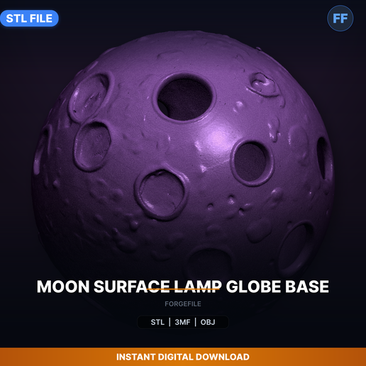 Moon Surface Lamp Globe Base - 3D Printable STL File