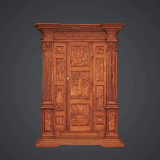 Ornate Carved Wooden Wardrobe