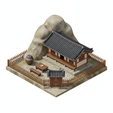 a288.png 韩国传统韩屋 3D 模型 | 寨墙村舍透视图