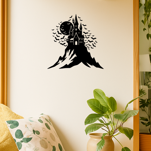 Vampire Castle On Hill 004 - Wall Art Multicolor - 3D model önizlemesi