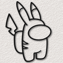 project_20230411_0957343-01.png STL file among us pikachu wall art among us wall decor 2d art・3D printing design to download
