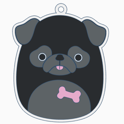 bongo-tinker.png Datei STL Squishmallow Schwarzer Mops Bongo Schlüsselanhänger・Modell für 3D-Druck zum herunterladen