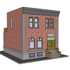 Dog River Police Scenic.JPG 3D file PREMIUM N Scale Rural Town Police Station (#6 of 7 in set)・3D printable model to download
