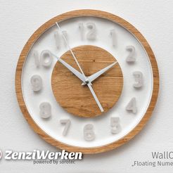 b1da417dc872c401d8e743724fba0c44_display_large.jpg 3D-Datei WallClock "Floating Numerals" cnc kostenlos・Vorlage für 3D-Drucker zum herunterladen