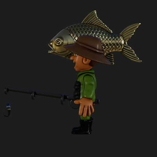 🐠 fisherman action figure with a fish and a fishing rod・Free 3D File ...