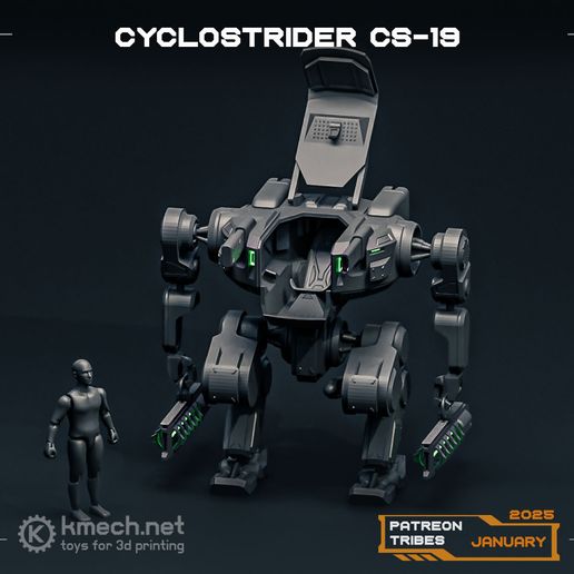 3D file CYCLOSTRIDER mech 🧑‍ ️ ・3D printing template to download・Cults