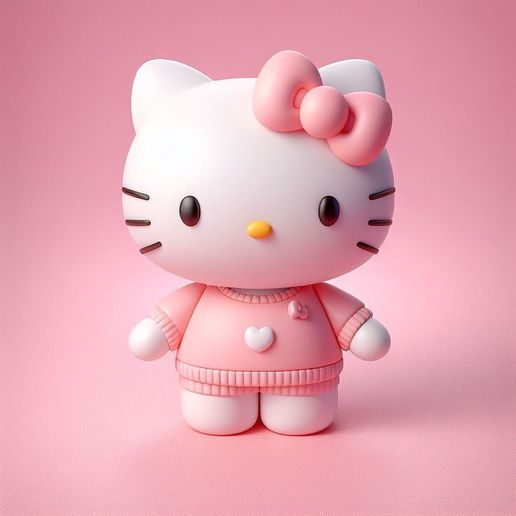 Cute Pink Heart Cat 3D STL Print Model