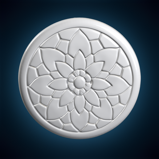 Rosette Mosaic Cabinet Knob 3D Print Model