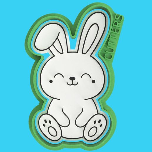 🐇🥚 Easter Bunny Cookie Cutter - Sitting Cute Friend - Easter Bunny Cutter - Sitting Cute Friend