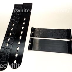 3dprintedband005.jpg 18 mm watch strap and buckle with leather texture