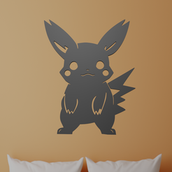 Pikachu-2.png STL file Pikachu Wall Art・3D printer design to download