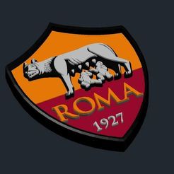 AS_Roma_3D.jpg Free STL file AS Roma - Logo・3D printing idea to download