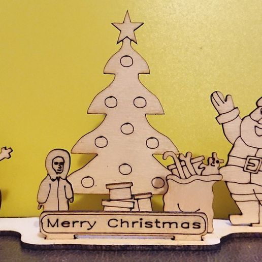 Christmas holidays scene for LASER cutting 3D model