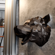 WILD-BOAR-mouth-open-low-poly-3.png wild boar wall mount low poly decor STL