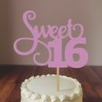 pixelcut-export.jpeg Sweet 16 Birthday cake topper - sweet sixteen