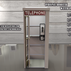 Booth-01.png Archivo STL Cabina telefónica 3d imprimible en varias escalas・Objeto para impresora 3D para descargar