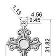 my_model-Rhinoceros-8-Commercial-Top.jpg Baroque Cross Pendant with Cabochon Setting 3D print model