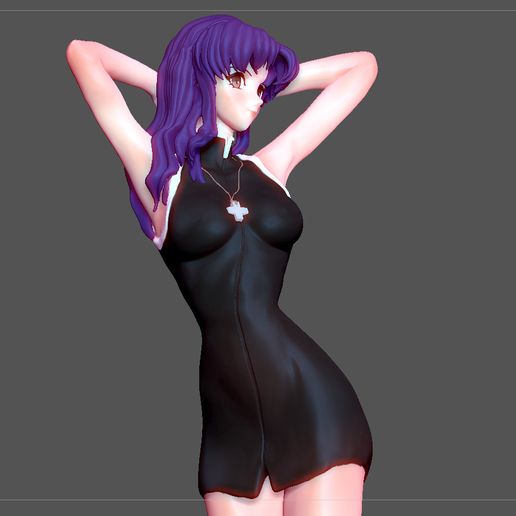 MISATO KATSURAGI UNIFORM EVANGELION ANIME SEXY GIRL CHARACTER 3D PRINT  MODEL STL File for Cults